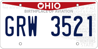 OH license plate GRW3521
