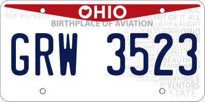 OH license plate GRW3523