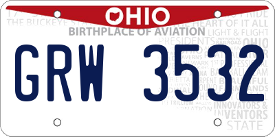 OH license plate GRW3532