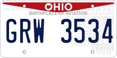OH license plate GRW3534