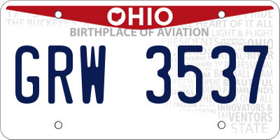 OH license plate GRW3537