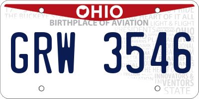 OH license plate GRW3546