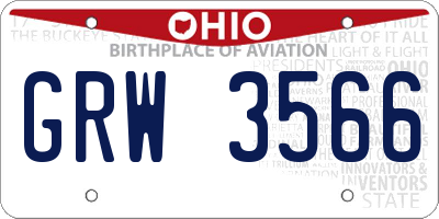 OH license plate GRW3566