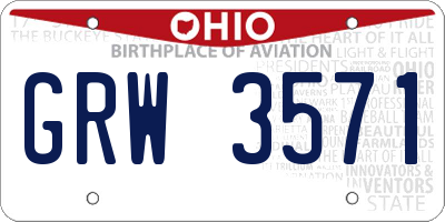 OH license plate GRW3571