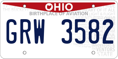 OH license plate GRW3582