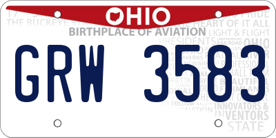 OH license plate GRW3583