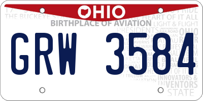 OH license plate GRW3584