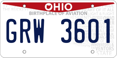 OH license plate GRW3601