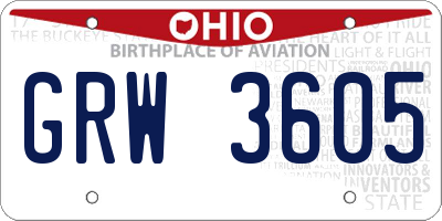 OH license plate GRW3605