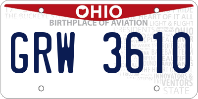 OH license plate GRW3610