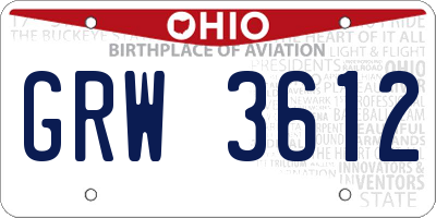 OH license plate GRW3612