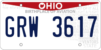 OH license plate GRW3617