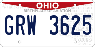 OH license plate GRW3625