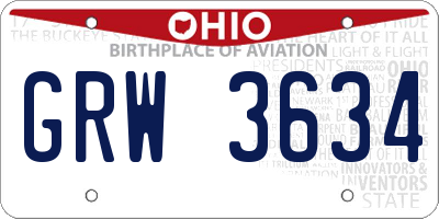 OH license plate GRW3634