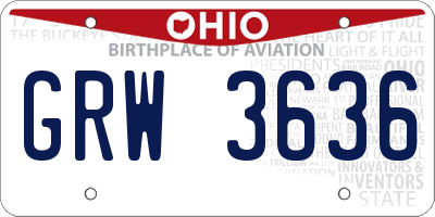 OH license plate GRW3636