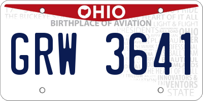 OH license plate GRW3641