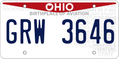 OH license plate GRW3646