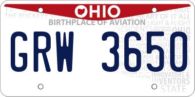 OH license plate GRW3650