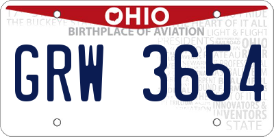 OH license plate GRW3654
