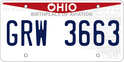 OH license plate GRW3663