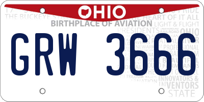 OH license plate GRW3666