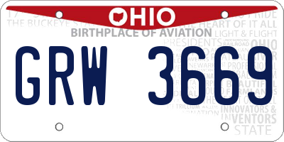 OH license plate GRW3669