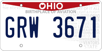 OH license plate GRW3671