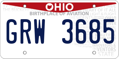OH license plate GRW3685