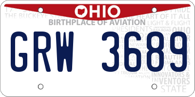 OH license plate GRW3689