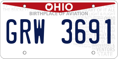 OH license plate GRW3691