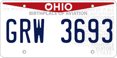 OH license plate GRW3693