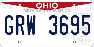 OH license plate GRW3695
