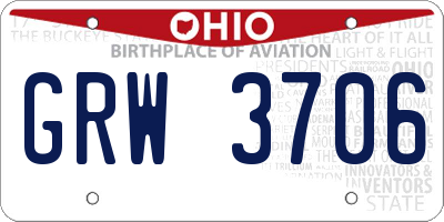OH license plate GRW3706