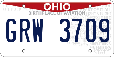 OH license plate GRW3709
