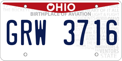 OH license plate GRW3716