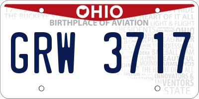OH license plate GRW3717