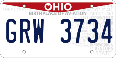 OH license plate GRW3734