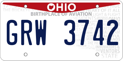 OH license plate GRW3742