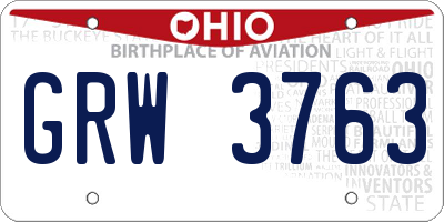 OH license plate GRW3763