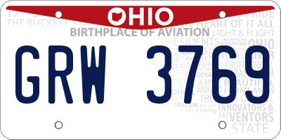 OH license plate GRW3769