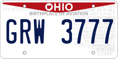 OH license plate GRW3777