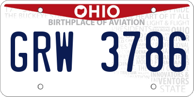 OH license plate GRW3786