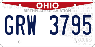 OH license plate GRW3795