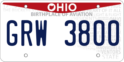 OH license plate GRW3800