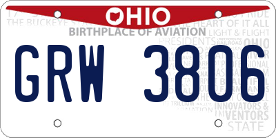 OH license plate GRW3806