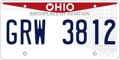 OH license plate GRW3812
