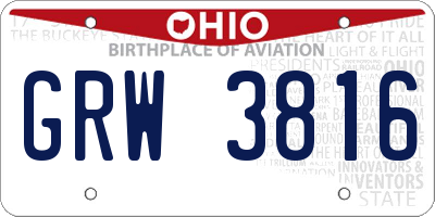 OH license plate GRW3816