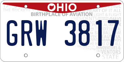 OH license plate GRW3817