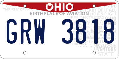 OH license plate GRW3818