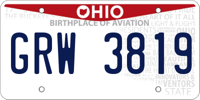 OH license plate GRW3819